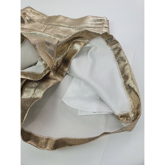 Maje Ilur Metallic High-rise Silk-blend Shorts In Gold Size 36 $295 - Picture 5 of 12
